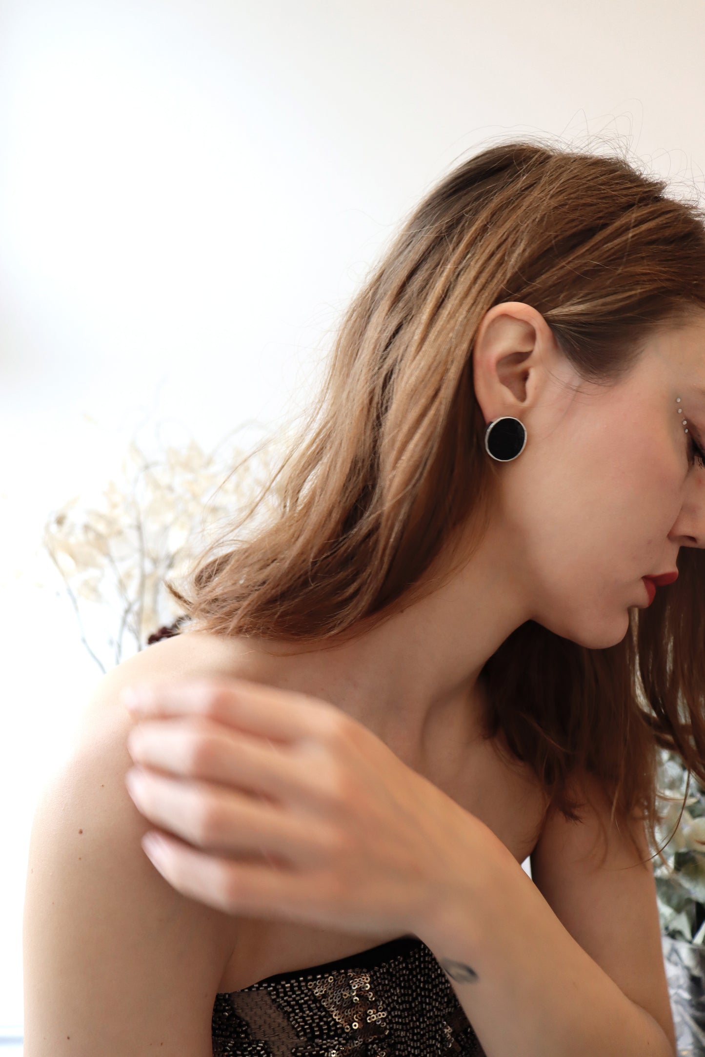 Circle earrings / Black