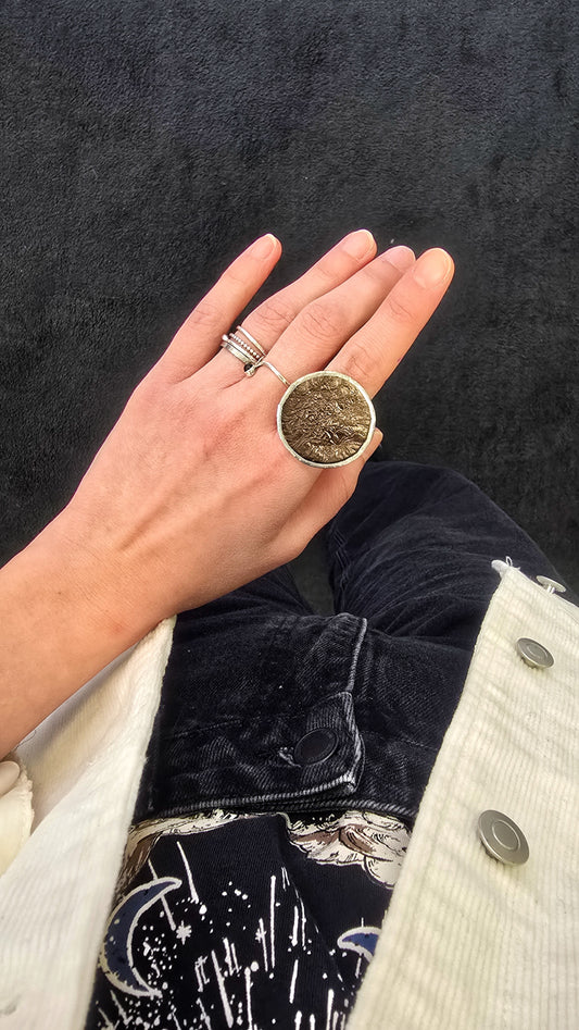 Medium circle ring / Copper black