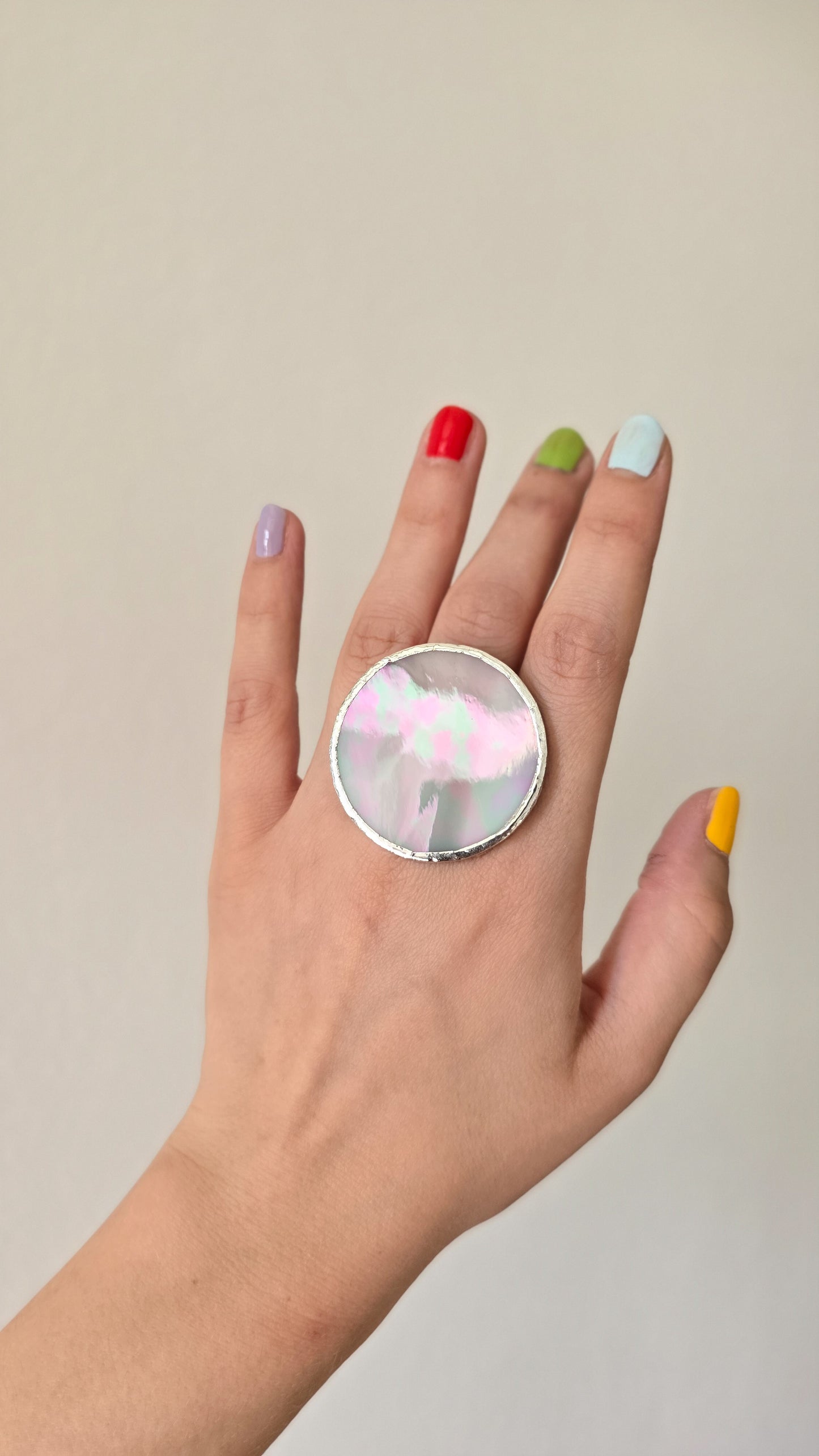 Iridescent pink rings
