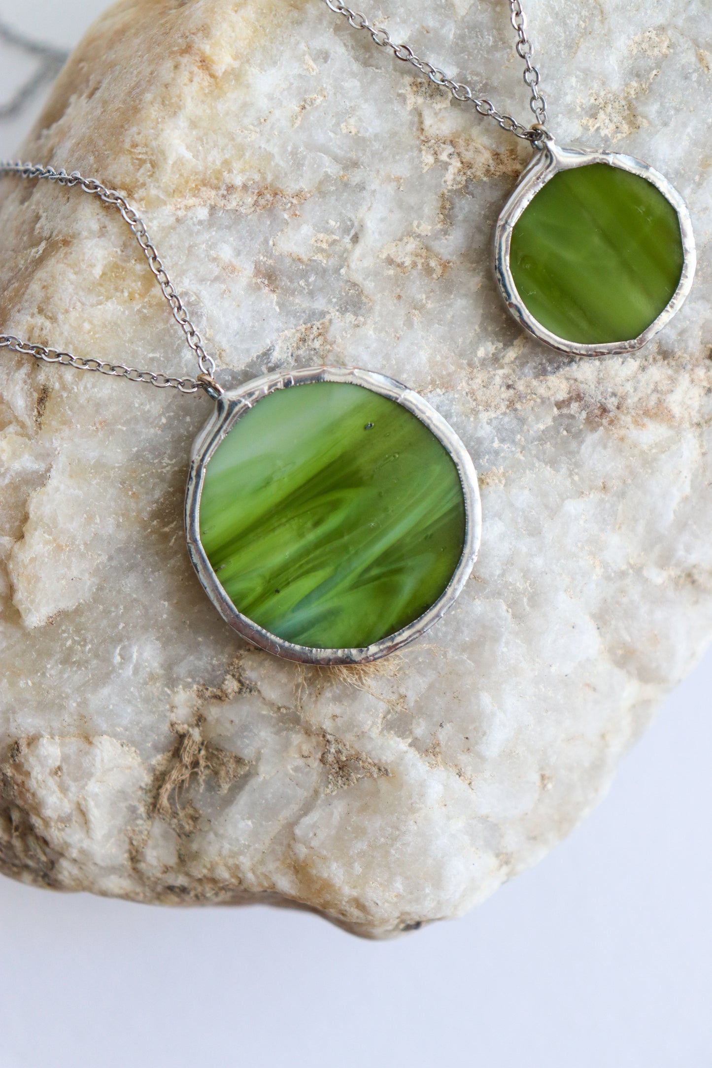 Forest green circle necklaces