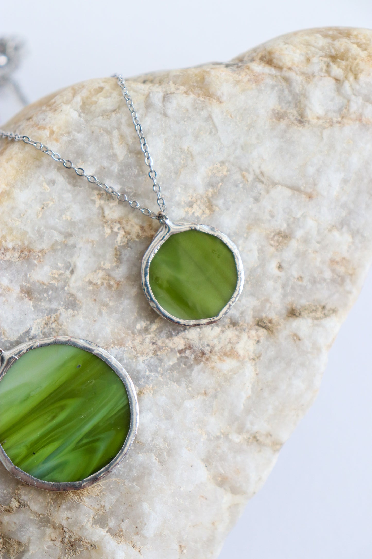 Forest green circle necklaces