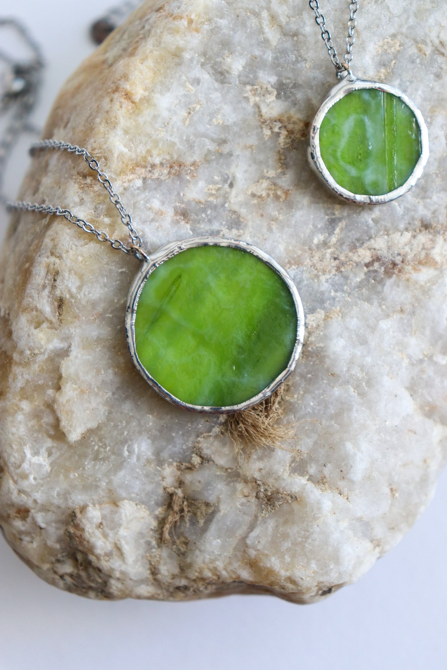 Forest green circle necklaces