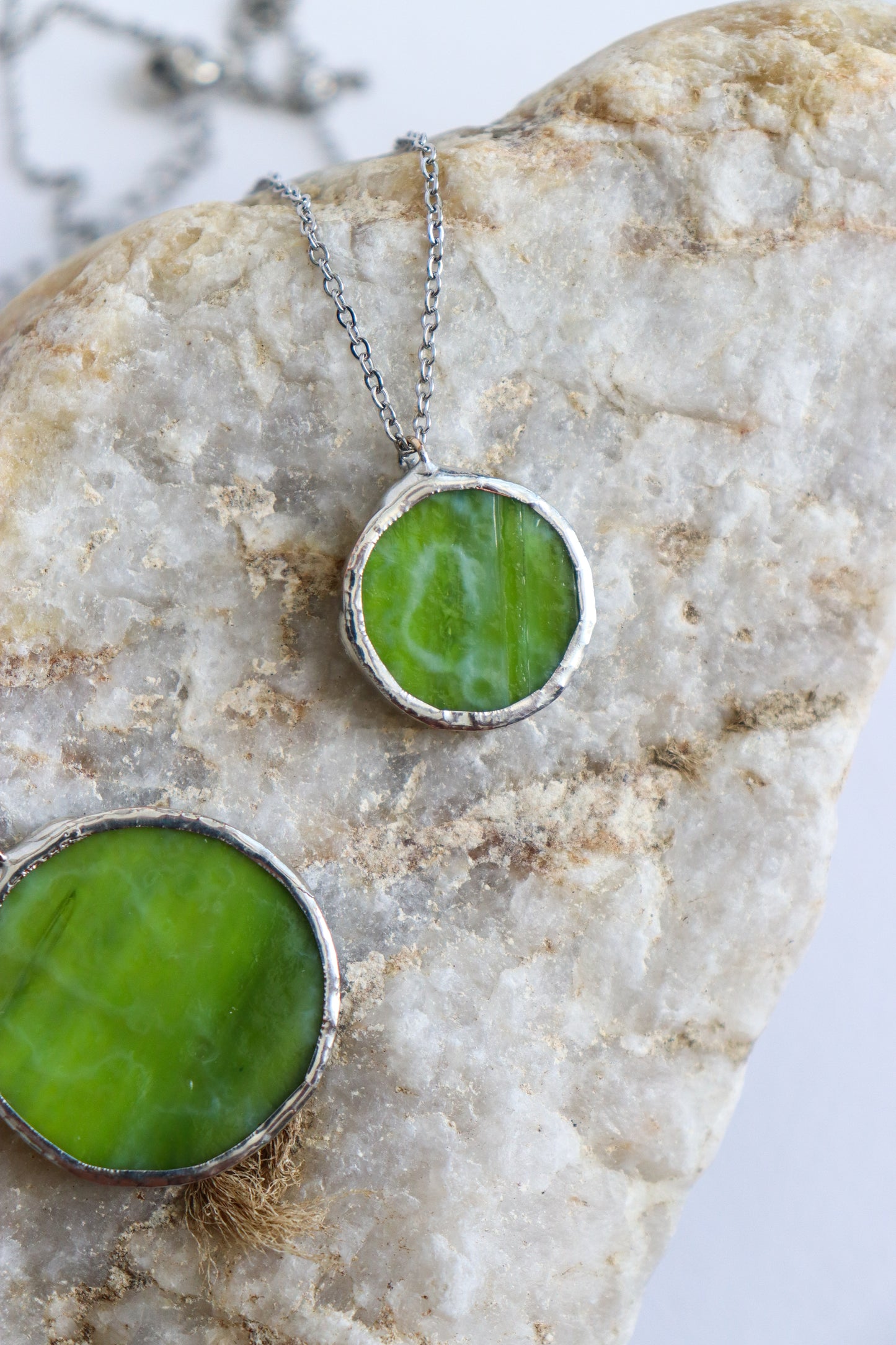 Forest green circle necklaces