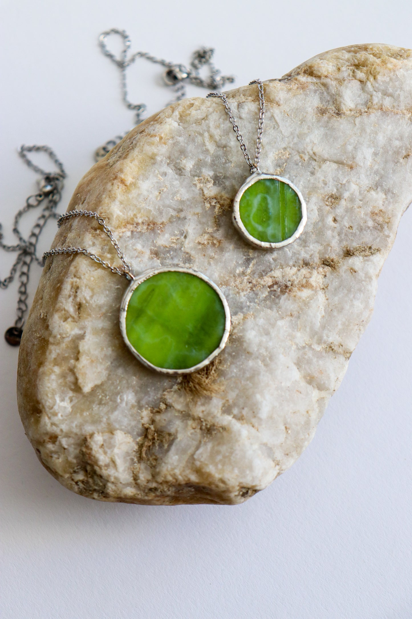 Forest green circle necklaces