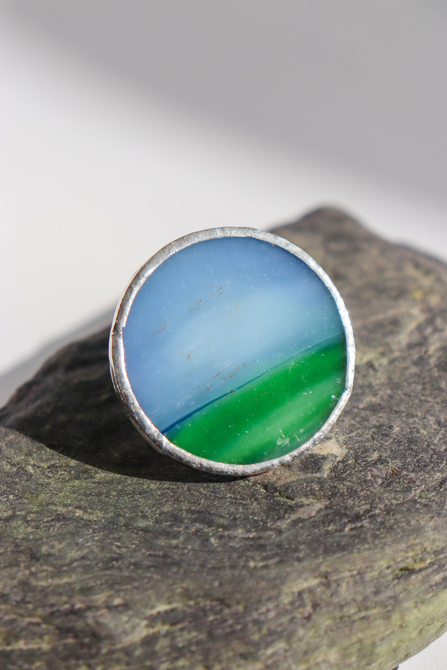 Large circle ring / Green and blue