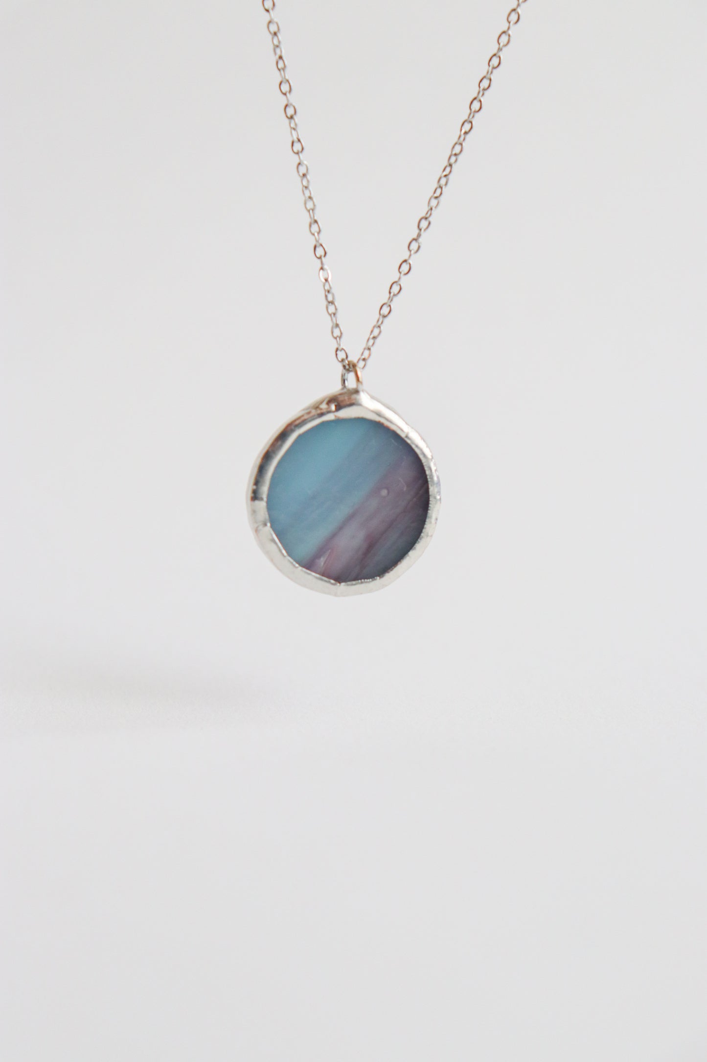 Light blue and purple small circle necklace