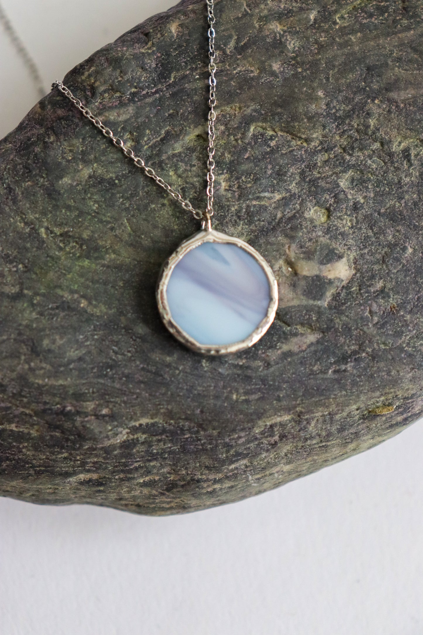 Light blue and purple small circle necklace