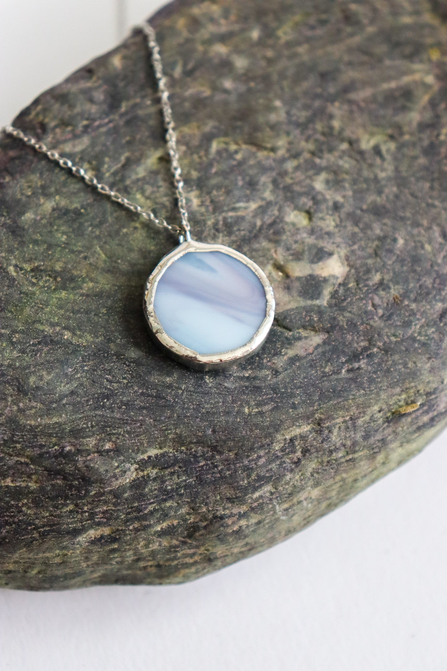 Light blue and purple small circle necklace