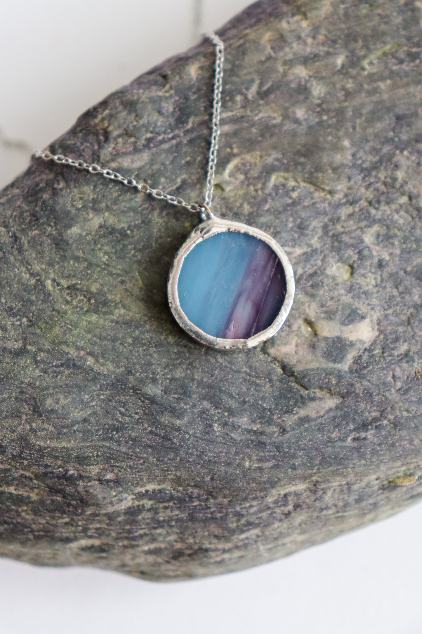 Light blue and purple small circle necklace