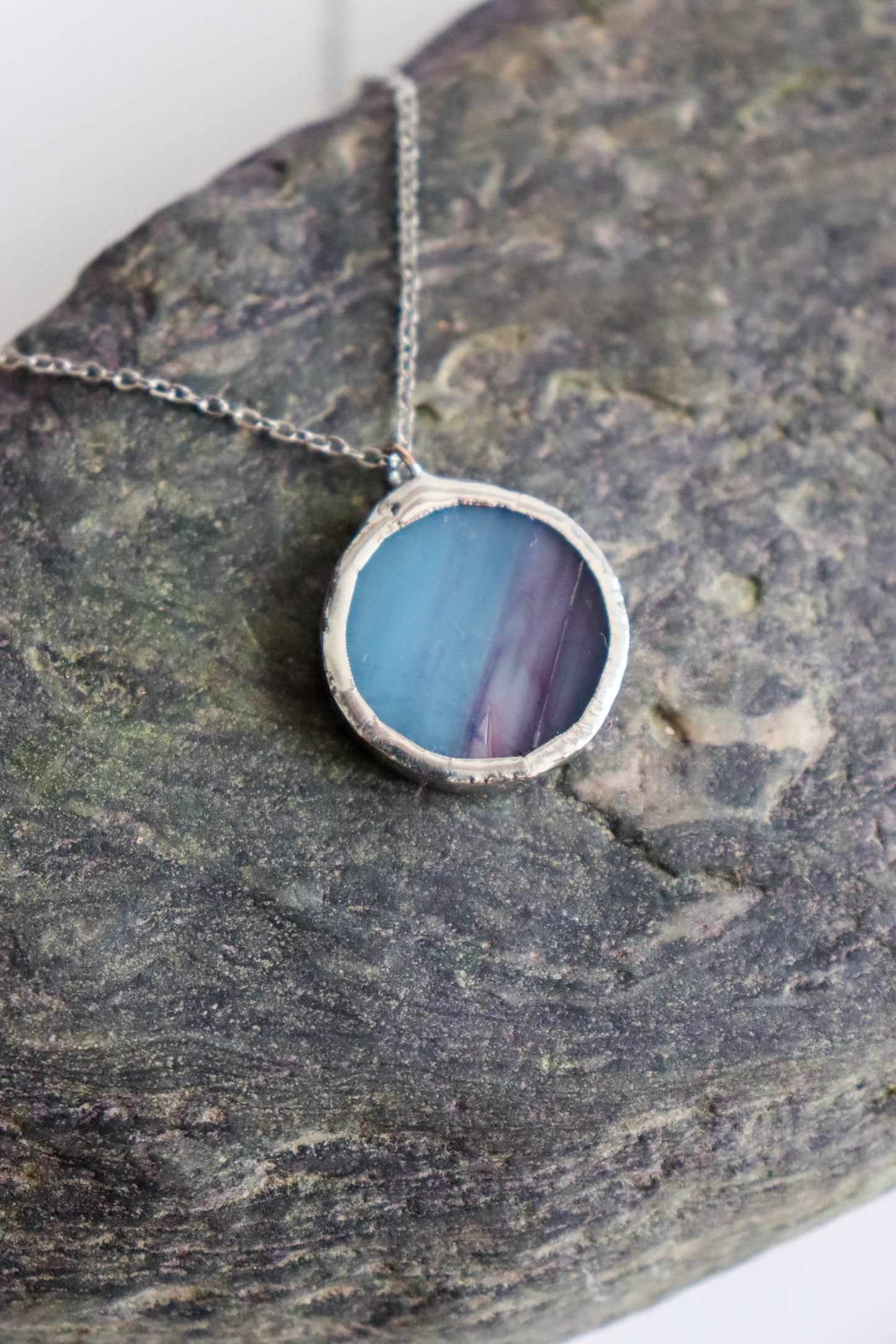 Light blue and purple small circle necklace