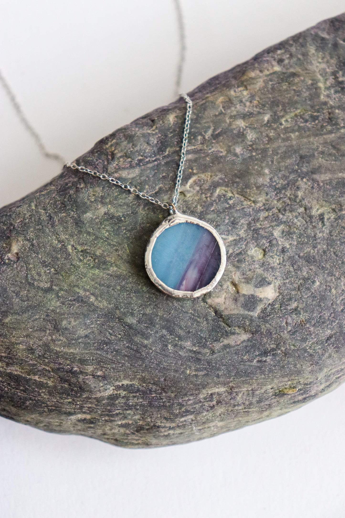 Light blue and purple small circle necklace