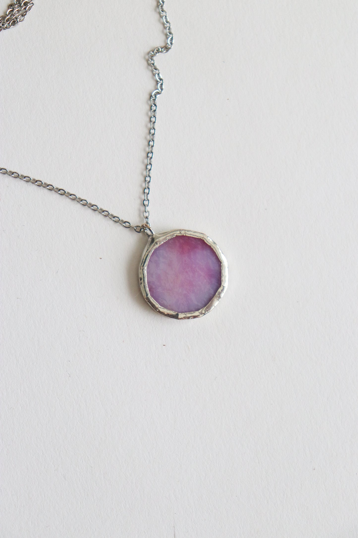 Dark pink and light purple small circle necklace