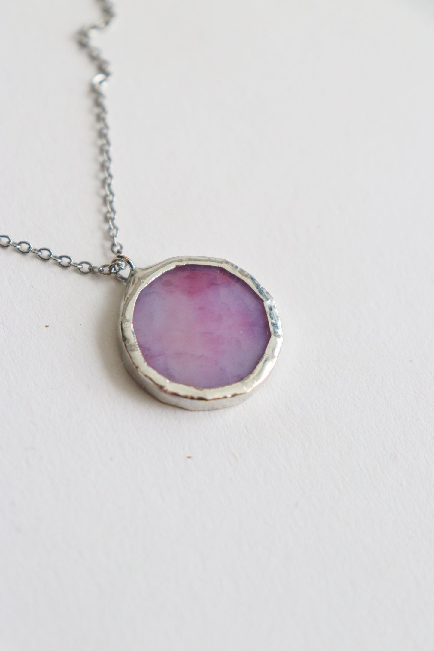 Dark pink and light purple small circle necklace