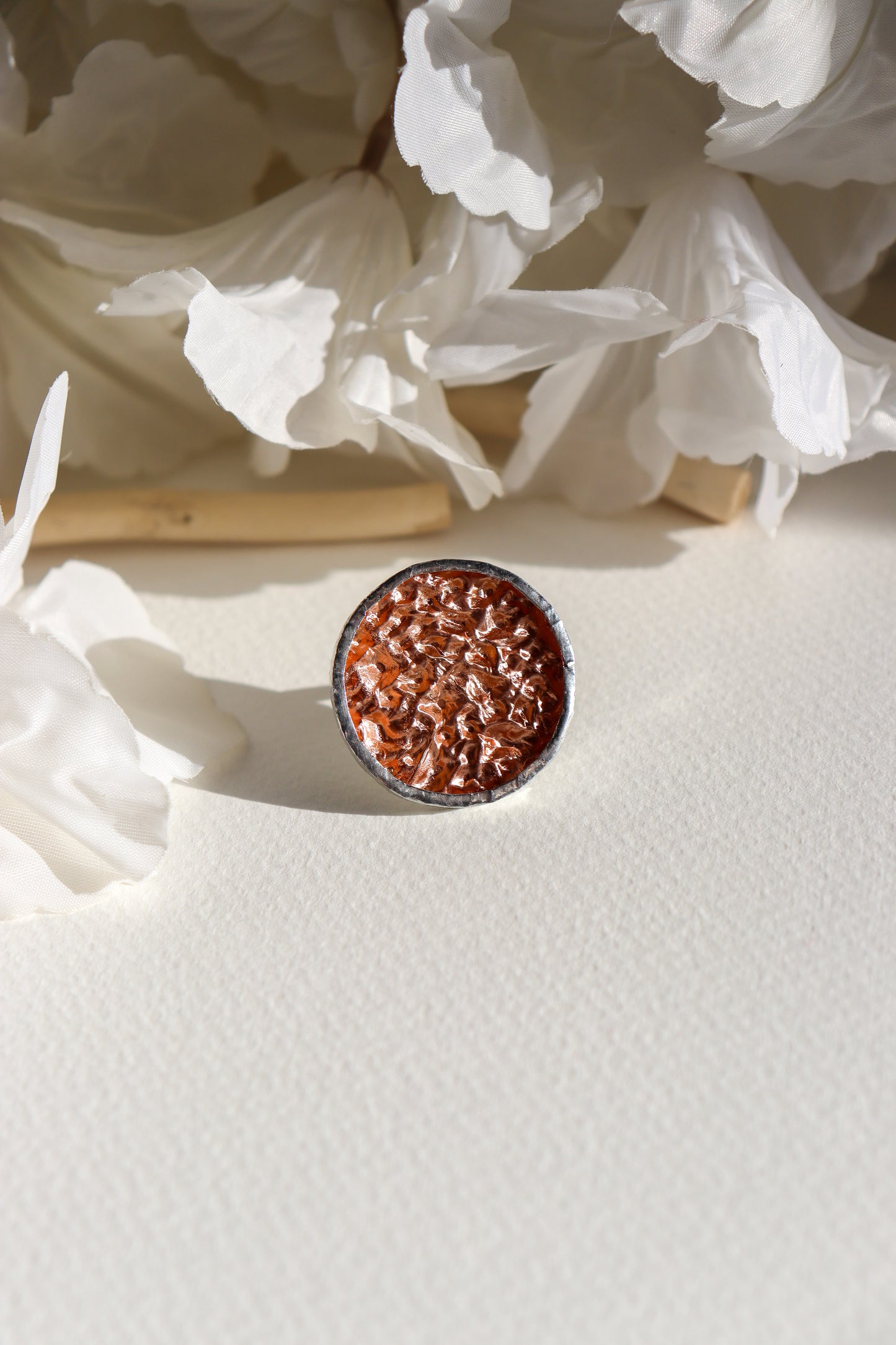 Circle rings / Textured Copper