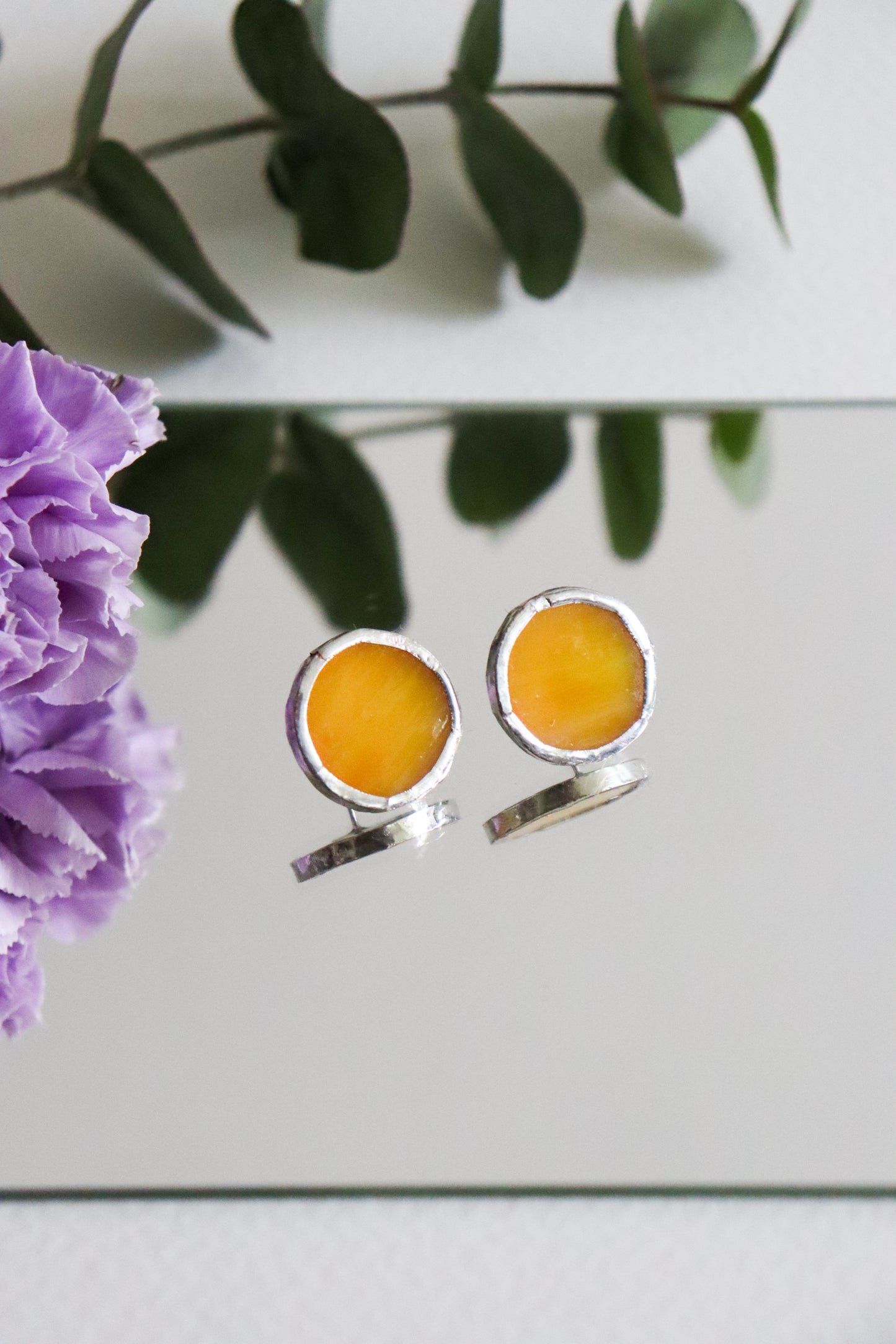 Circle earrings / Yellow