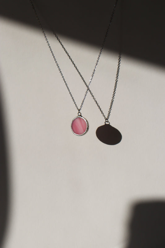 Small circle necklace / Pink