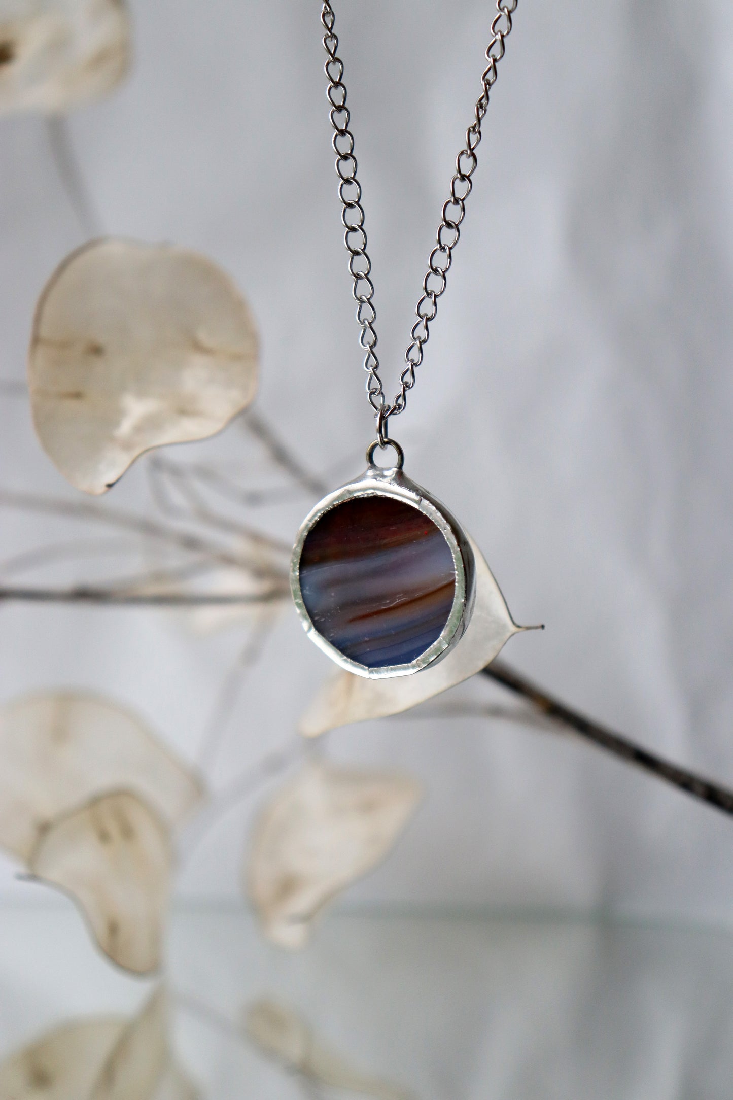 Small circle necklace / Brown and purple SALE