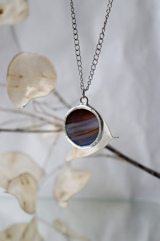 Small circle necklace /  Brown and purple SALE