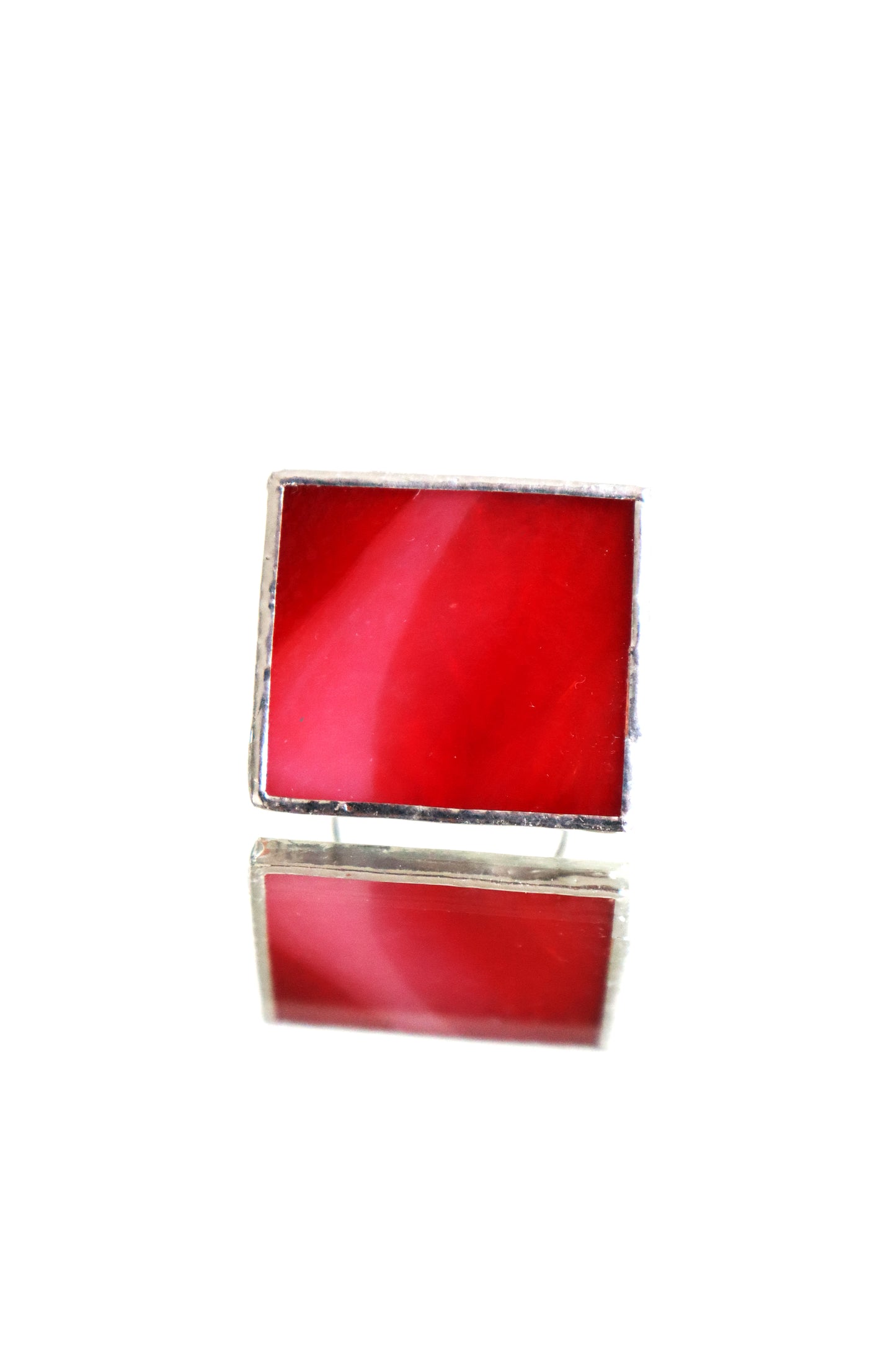 Medium square rings / Pink and red