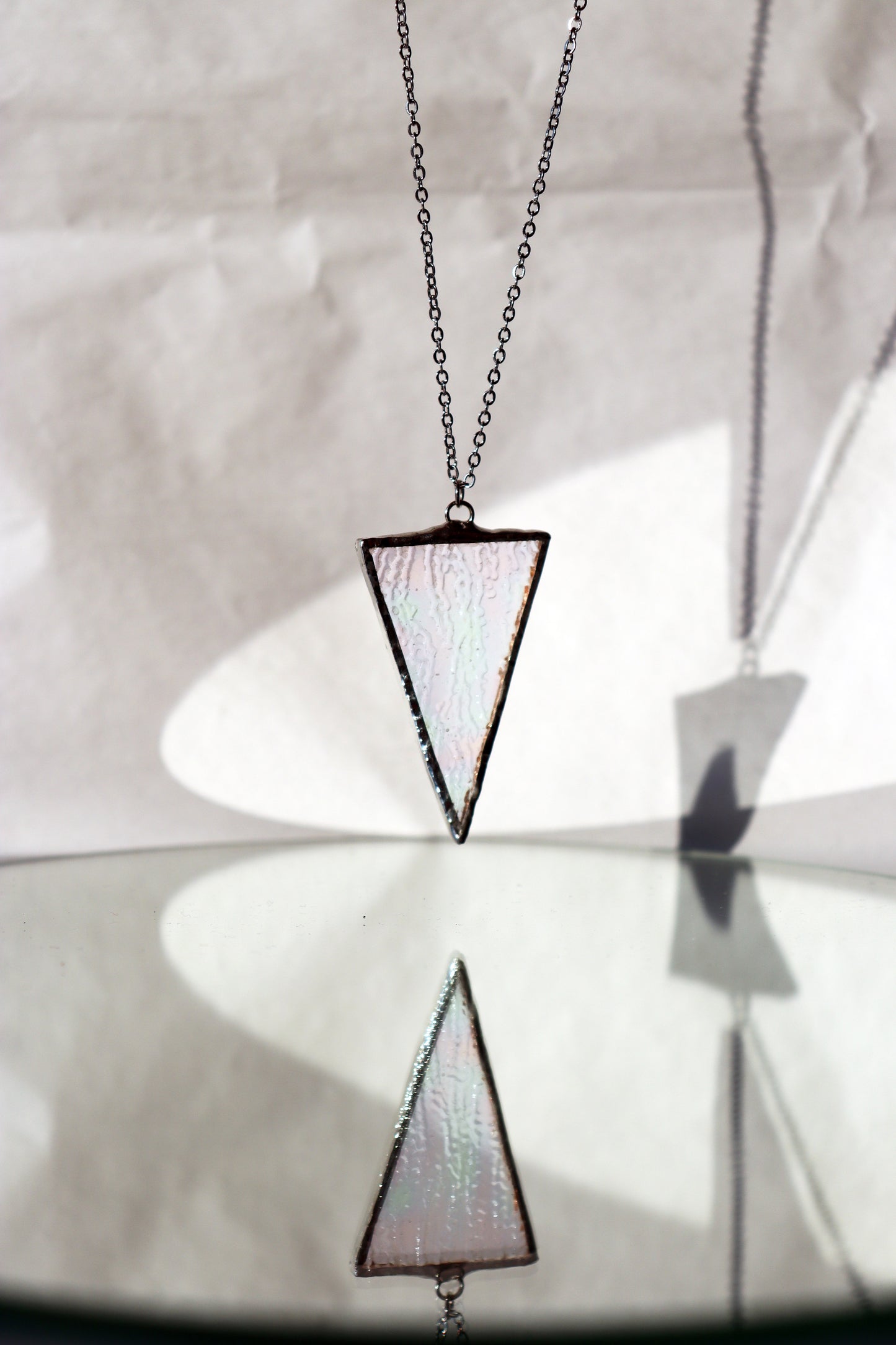 Triangle necklace / Iridescent and clear