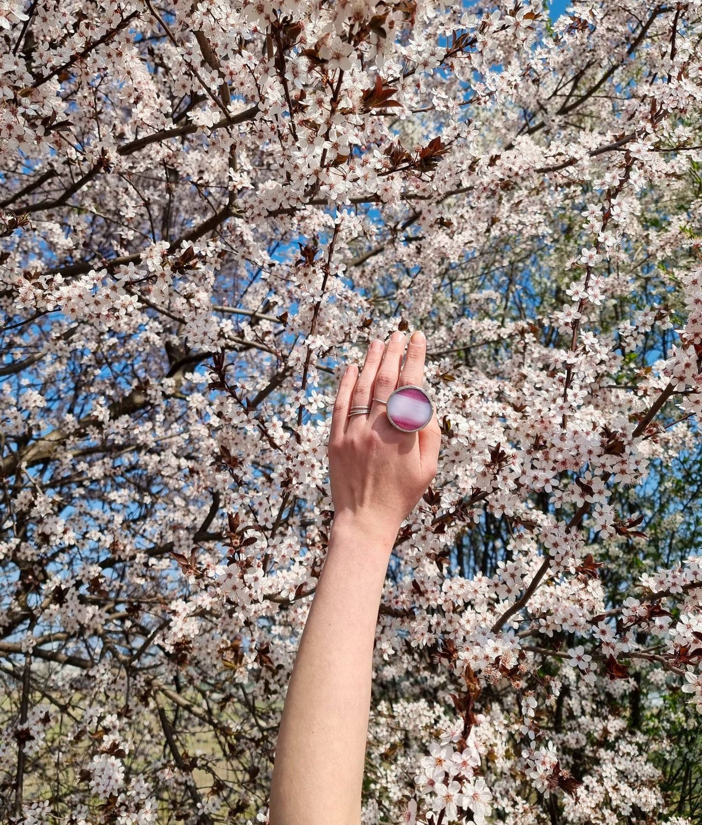 Large circle ring / Pink and pale pink