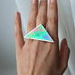Large triangle ring / Iridescent green