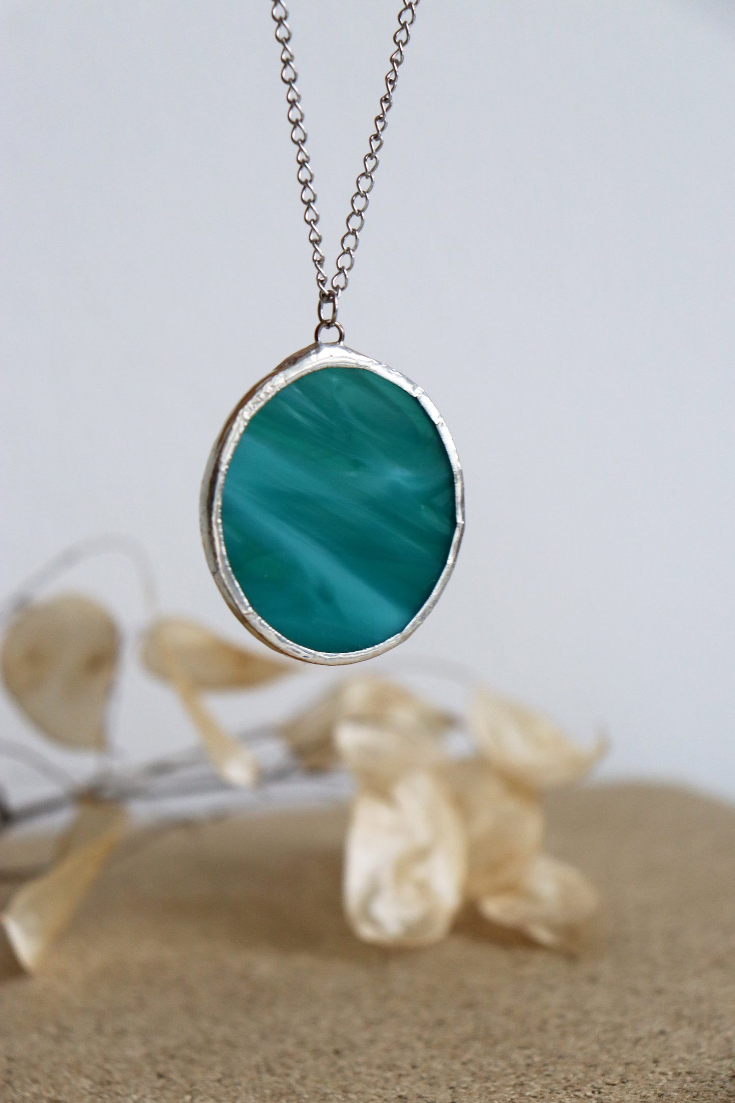 Large circle necklace / Turquoise green SALE