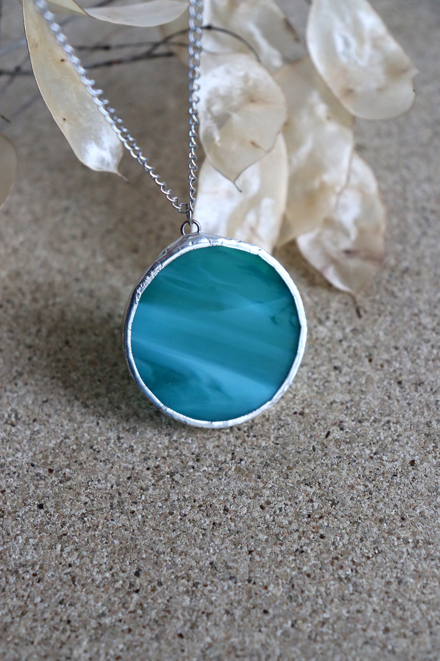Large circle necklace / Turquoise green SALE