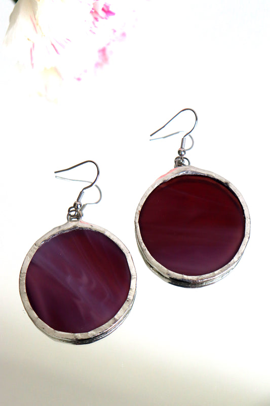 Large dangling purple earrings