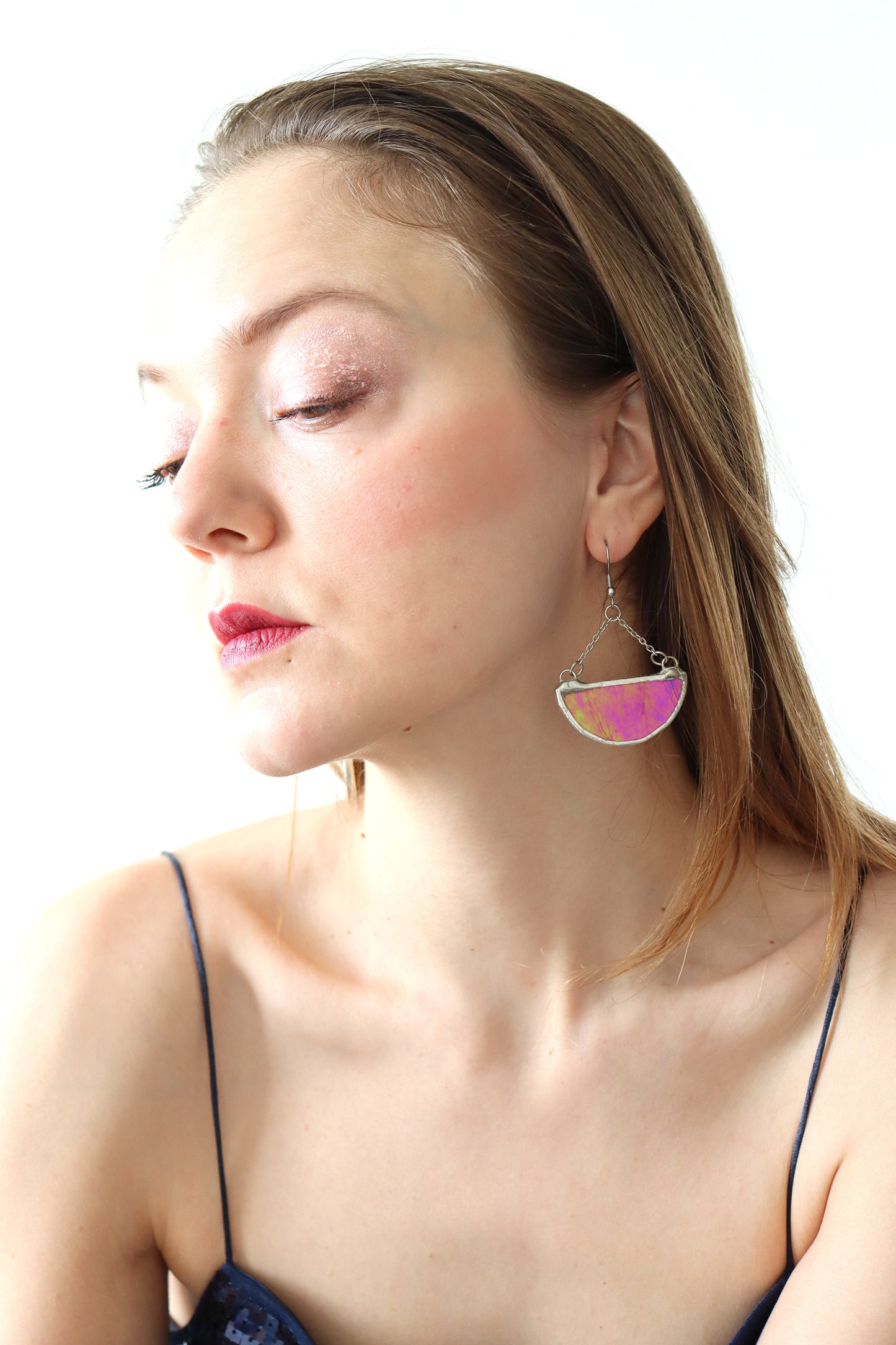 Semicircle dangling earrings