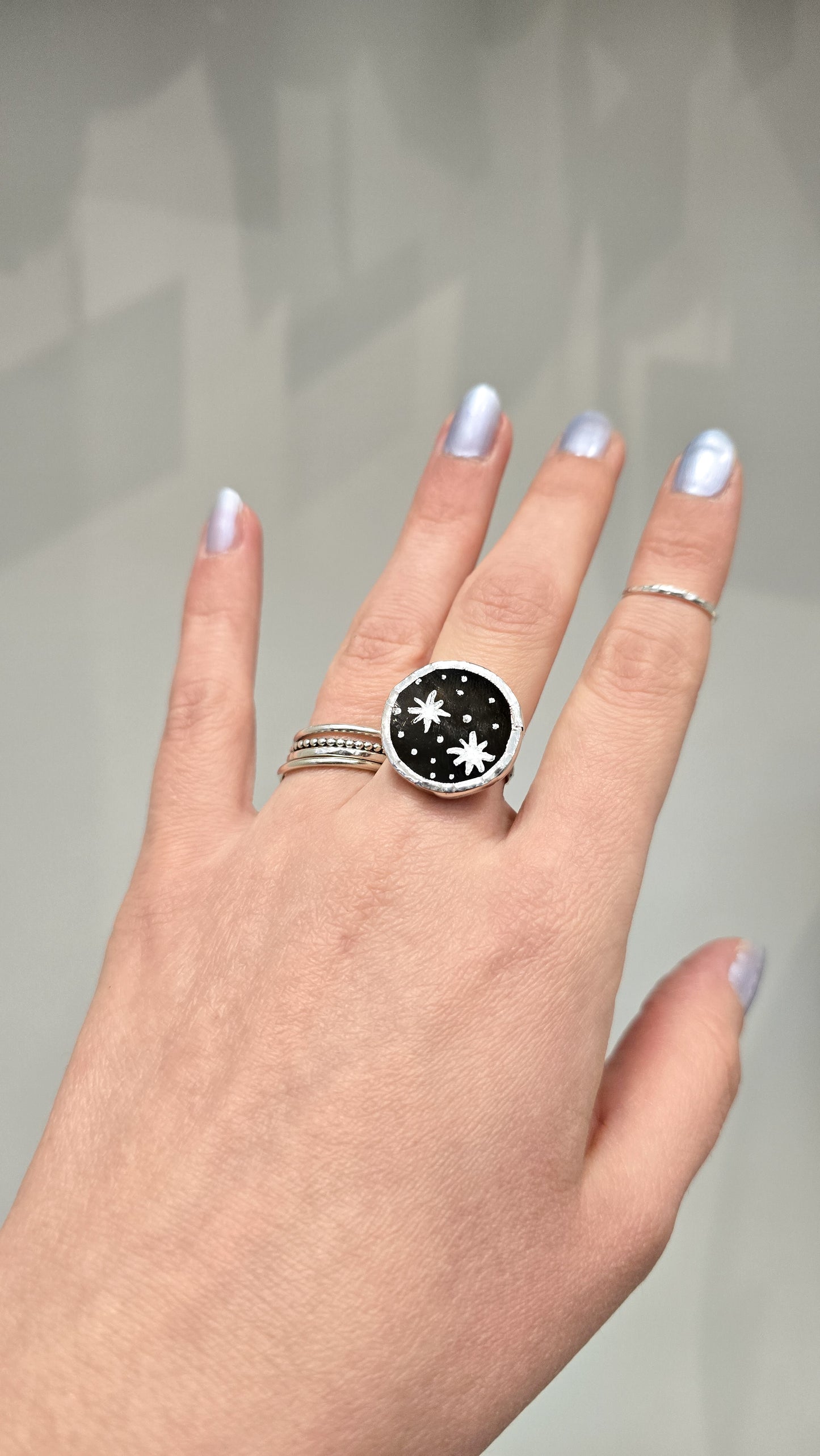 Small circle ring / Stary dark green