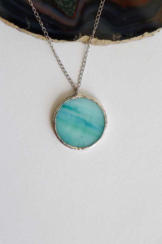 Light blue circle necklaces