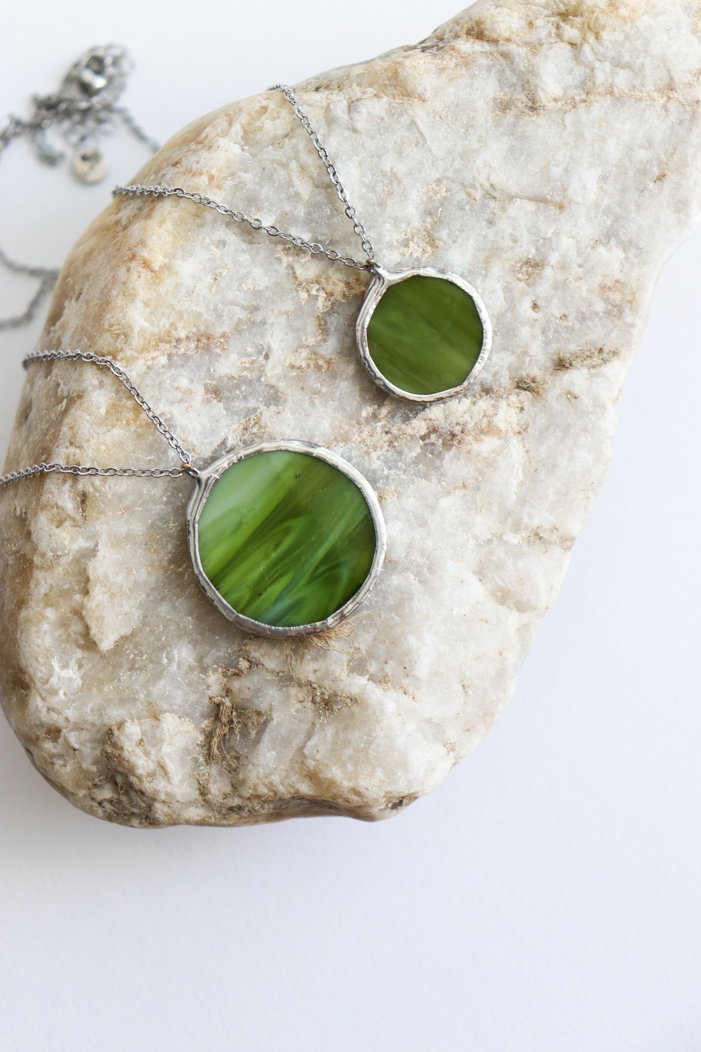 Forest green circle necklaces