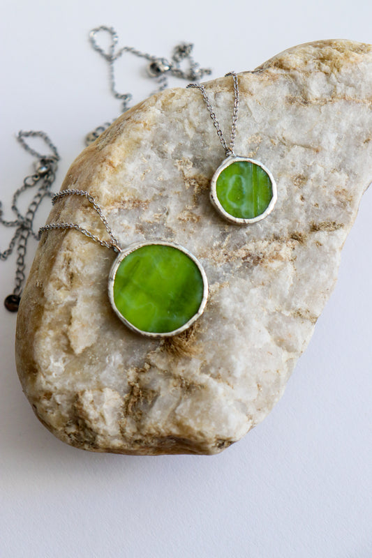 Forest green circle necklaces