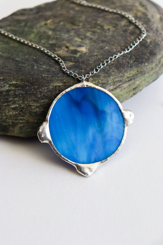 Cobalt blue circle necklace
