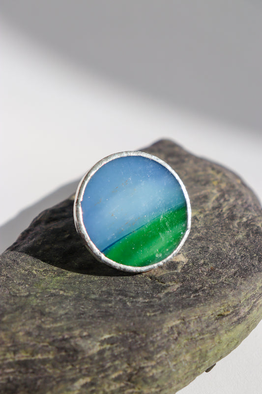 Large circle ring / Green and blue