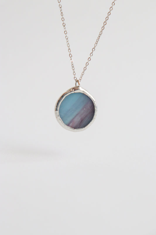 Light blue and purple small circle necklace