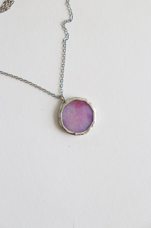 Dark pink and light purple small circle necklace