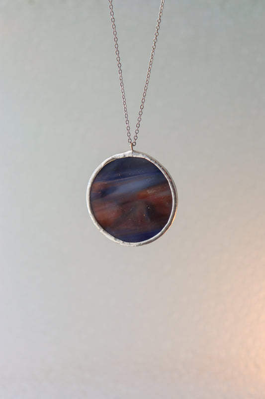 Large circle necklace / Brown and blue