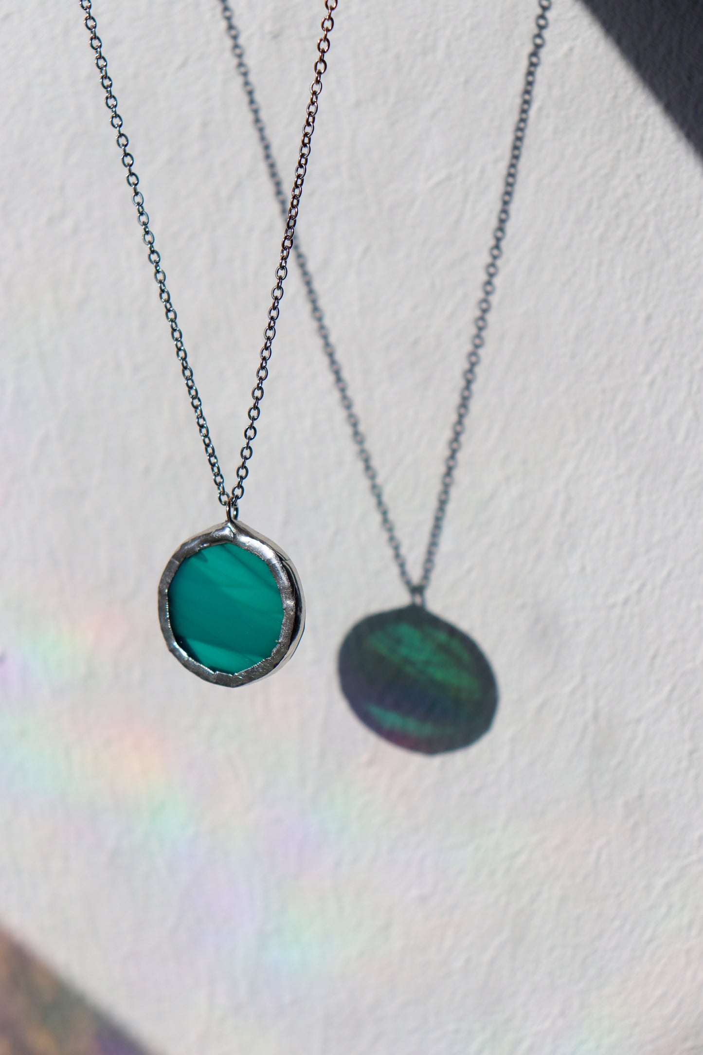 Green turquoise small circle necklace
