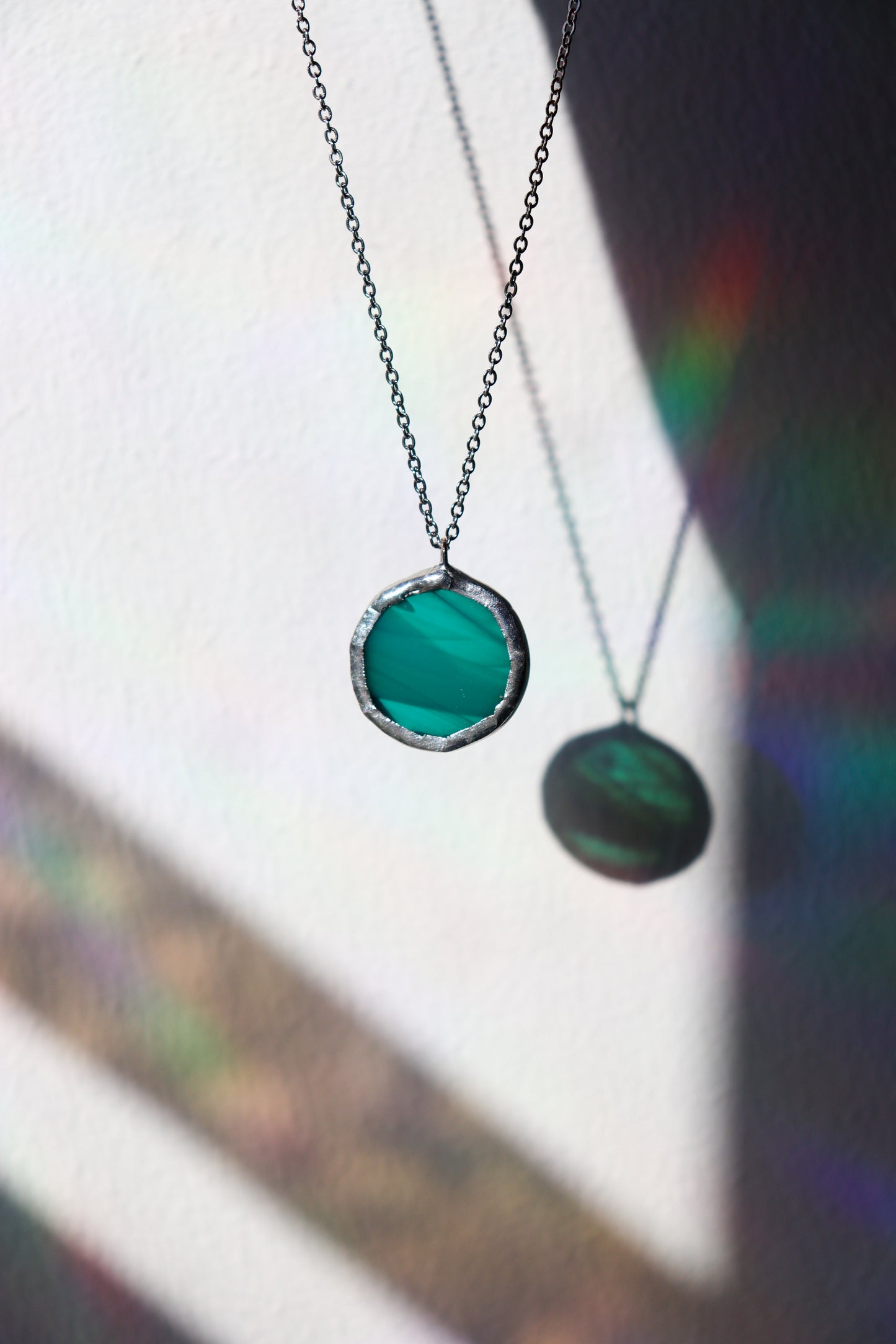Green turquoise small circle necklace