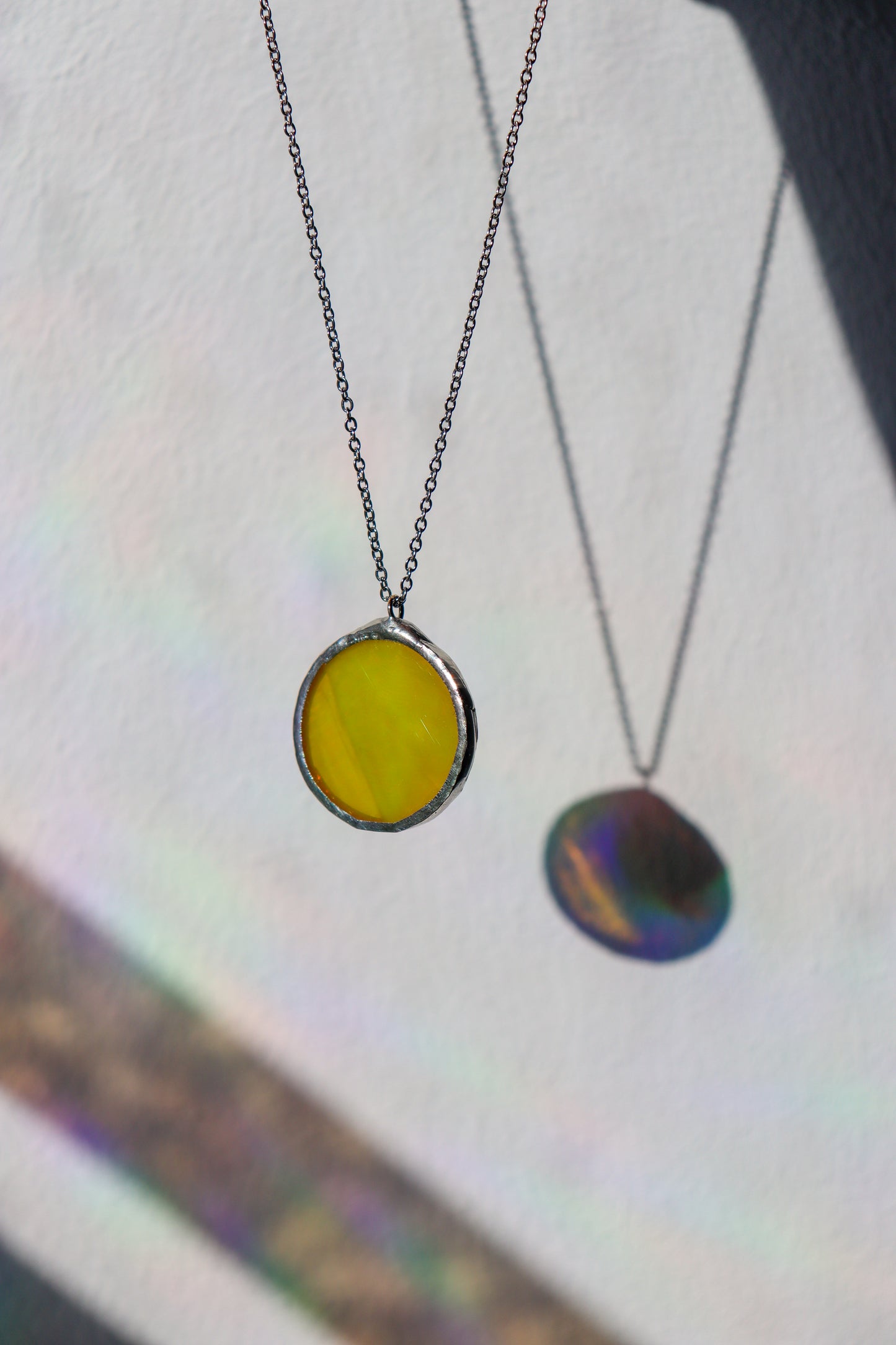 Iridescent yellow necklaces