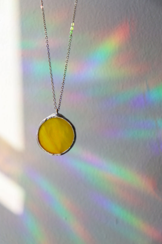 Iridescent yellow necklaces