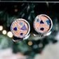 Circle earrings / Copper blue
