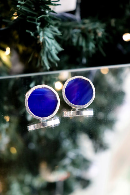 Circle earrings / Navy blue