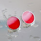 Medium circle earrings / Red and pink