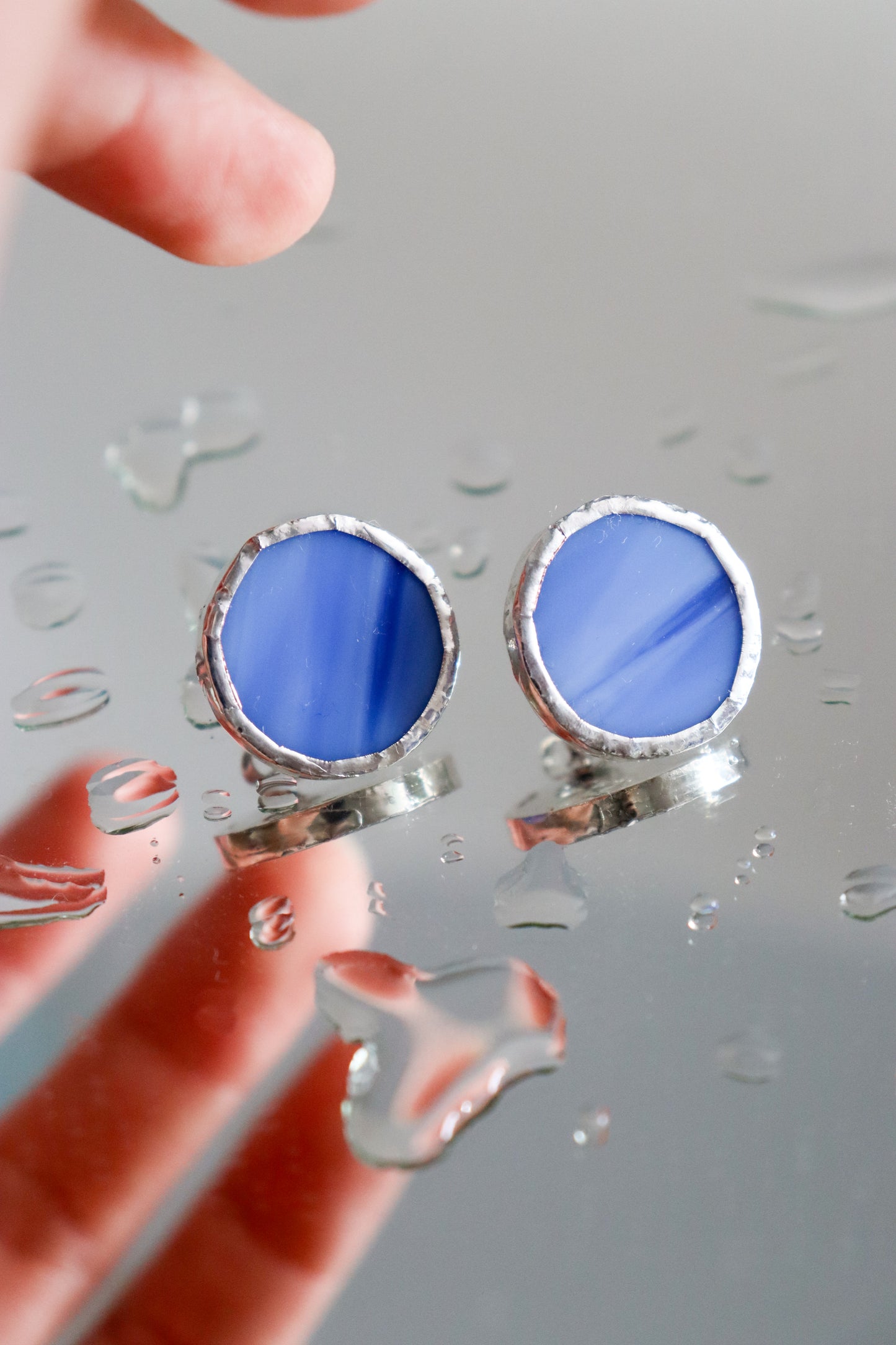 Circle earrings / Blue