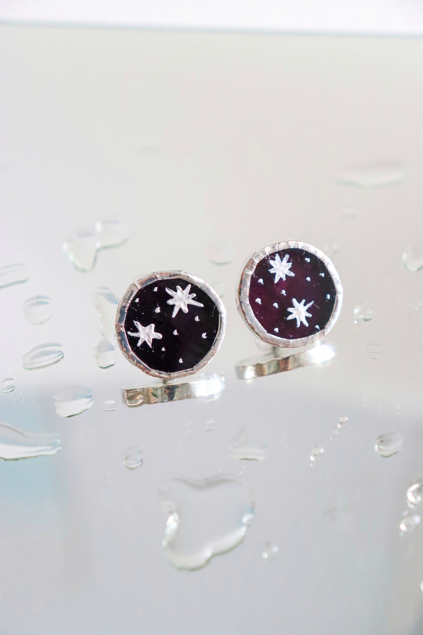 Circle earrings / Stary purple