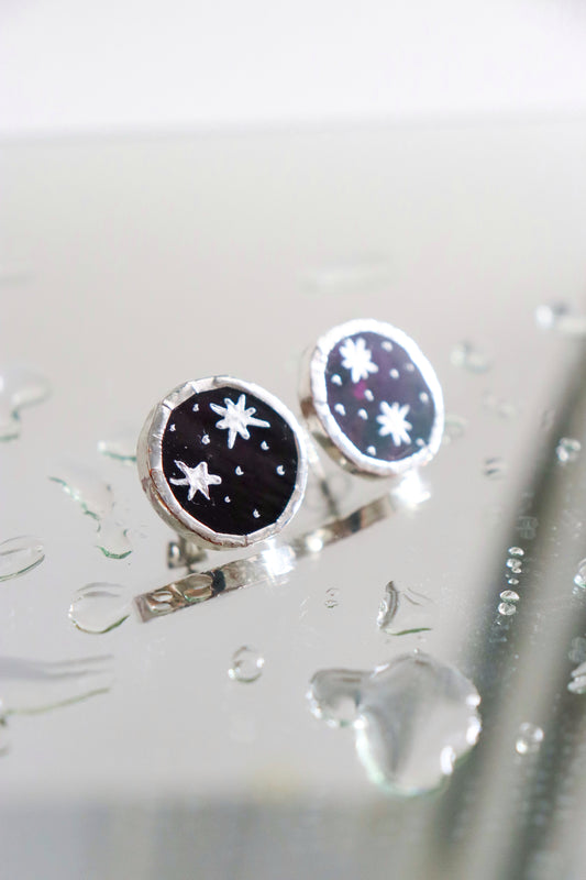 Circle earrings / Stary purple