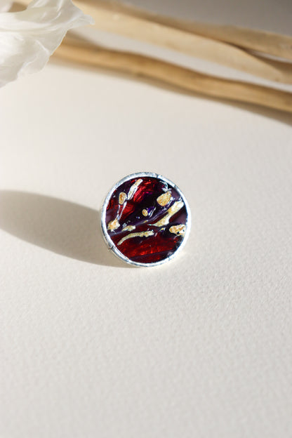 Medium circle rings / Gold and purple